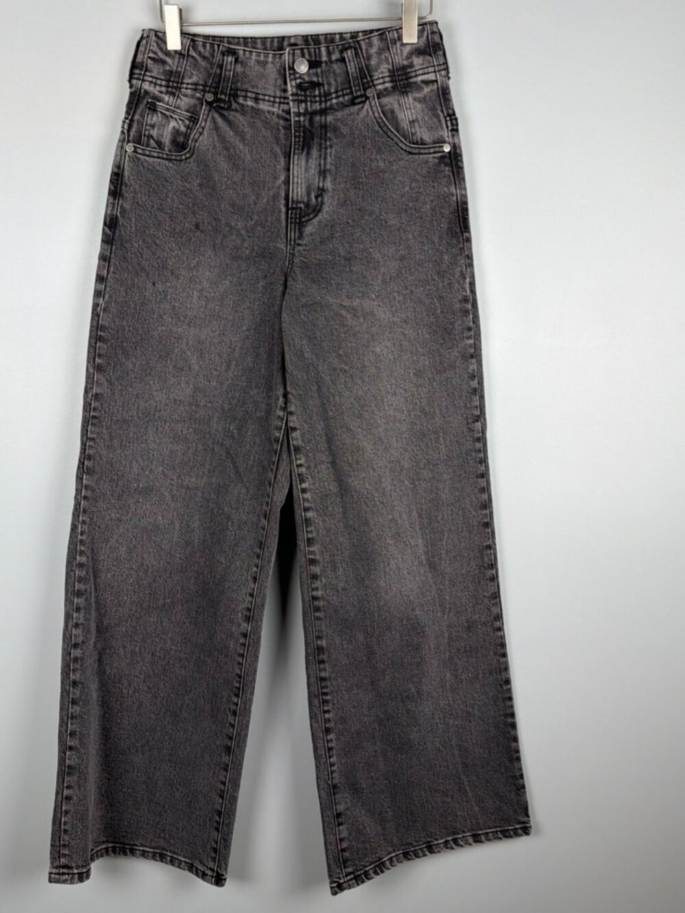 Habitual Easton Wide Leg Jeans Womens 27 Black Distressed Grunge Goth 90s Retro
